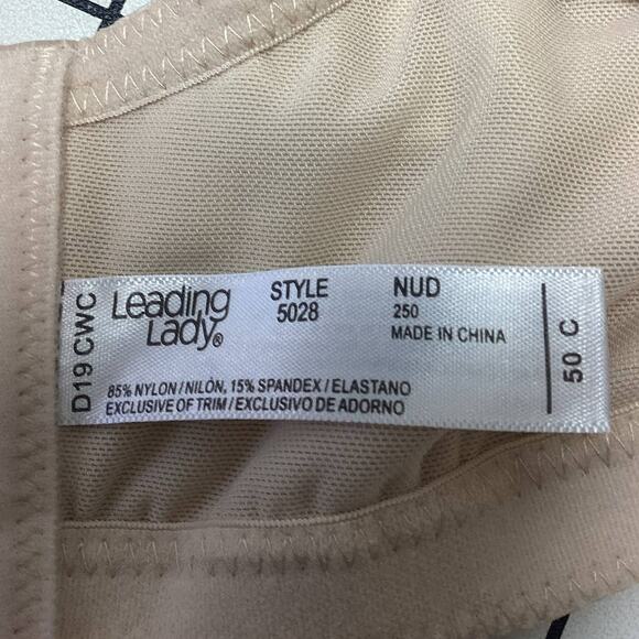 Leading Lady Size 50C Nude Tan Soft Cup Underwire Adjustable Strap 4 Hook Bra - Picture 3 of 4